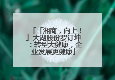 「湘商，向上！」大湖股份罗订坤：转型大健康，企业发展更健康