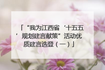 “我为江西省‘十五五’规划建言献策”活动优质建言选登(一)