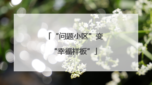 “问题小区”变“幸福样板”
