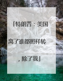 特朗普：美国离了谁都照样转，除了我