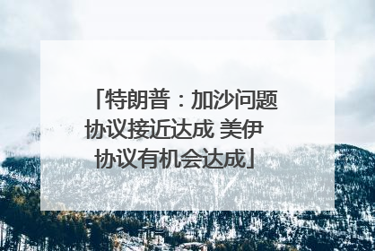 特朗普：加沙问题协议接近达成 美伊协议有机会达成