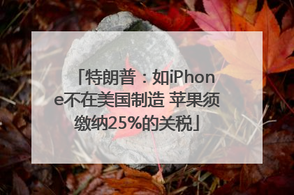 特朗普：如iPhone不在美国制造 苹果须缴纳25%的关税