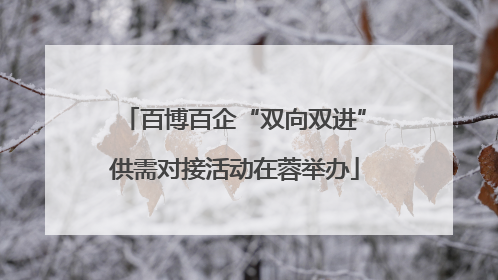百博百企“双向双进”供需对接活动在蓉举办