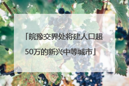 皖豫交界处将建人口超50万的新兴中等城市