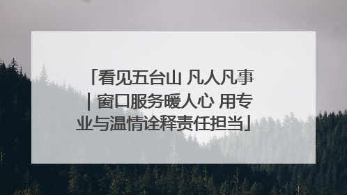 看见五台山 凡人凡事｜窗口服务暖人心 用专业与温情诠释责任担当