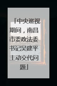 中央巡视期间，南昌市委政法委书记吴建平主动交代问题