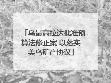 乌最高拉达批准预算法修正案 以落实美乌矿产协议