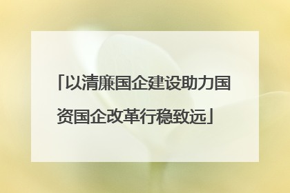 以清廉国企建设助力国资国企改革行稳致远