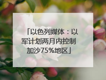 以色列媒体：以军计划两月内控制加沙75%地区
