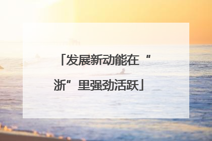 发展新动能在“浙”里强劲活跃