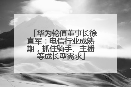 华为轮值董事长徐直军：电信行业成熟期，抓住骑手、主播等成长型需求