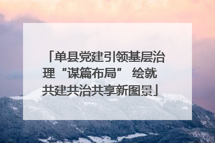 单县党建引领基层治理“谋篇布局” 绘就共建共治共享新图景