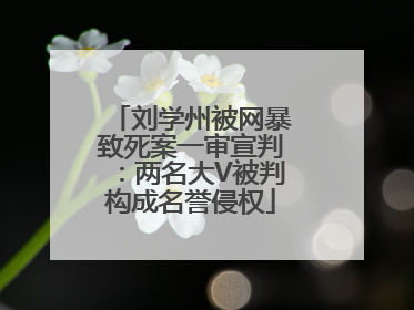 刘学州被网暴致死案一审宣判：两名大V被判构成名誉侵权