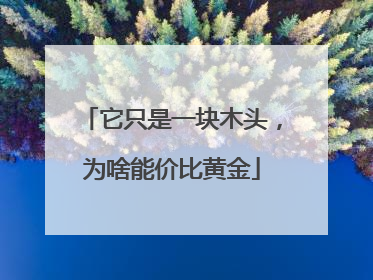 它只是一块木头，为啥能价比黄金