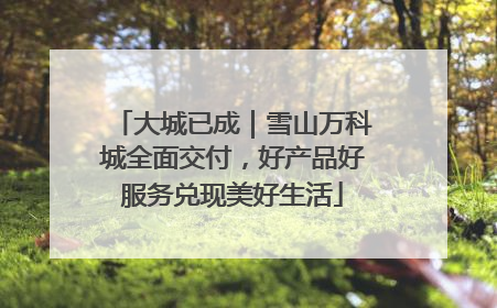 大城已成｜雪山万科城全面交付，好产品好服务兑现美好生活