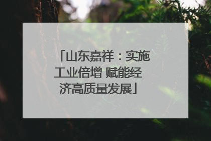 山东嘉祥：实施工业倍增 赋能经济高质量发展