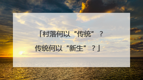 村落何以“传统”？传统何以“新生”？