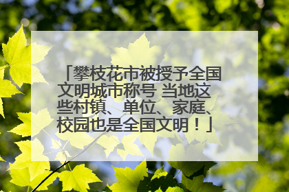 攀枝花市被授予全国文明城市称号 当地这些村镇、单位、家庭、校园也是全国文明！