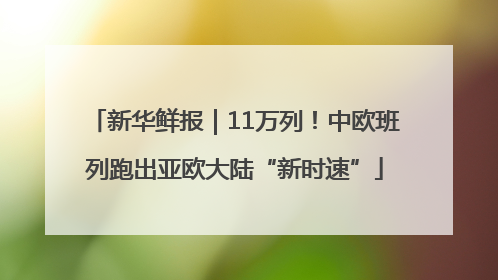 新华鲜报｜11万列！中欧班列跑出亚欧大陆“新时速”