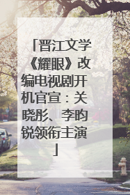 晋江文学《耀眼》改编电视剧开机官宣：关晓彤、李昀锐领衔主演