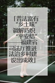 普法富有“乡土味” 调解巧织“平安结”——福建省司法厅推进法治乡村建设出成效