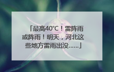 最高40℃！雷阵雨或阵雨！明天，河北这些地方雷雨出没……