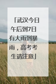 武汉今日午后到7日有大雨到暴雨，高考考生请注意