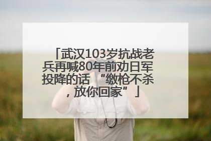 武汉103岁抗战老兵再喊80年前劝日军投降的话 “缴枪不杀，放你回家”