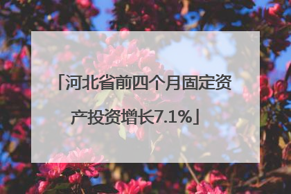 河北省前四个月固定资产投资增长7.1%