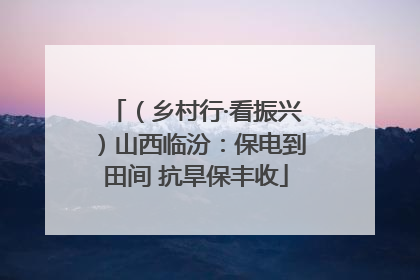 （乡村行·看振兴）山西临汾：保电到田间 抗旱保丰收